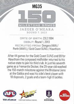 2024 Select AFL Footy Stars - Milestone Games #MG35 Jaeger O'Meara Back
